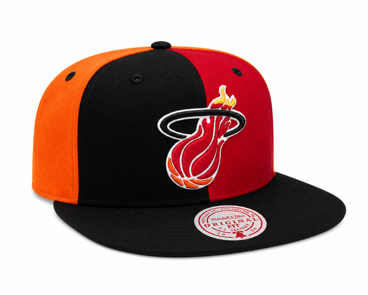 Men's Miami Heat Mitchell & Ness NBA Pinwheel Snapback Hat