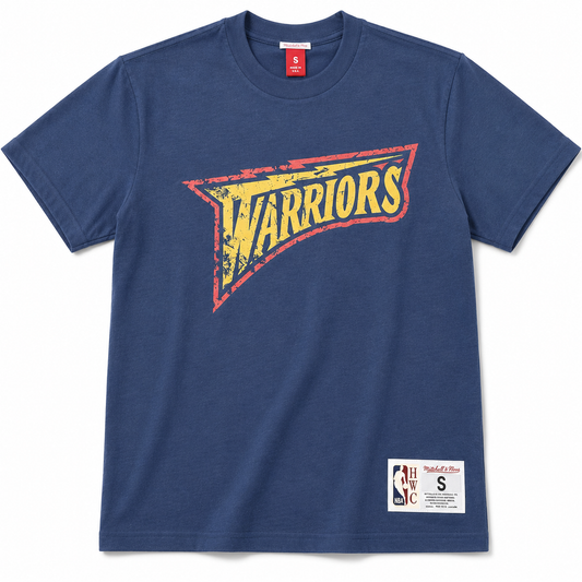 Men's Golden State Warriors NBA Legendary Slub Navy Tee By Mitchell And Ness