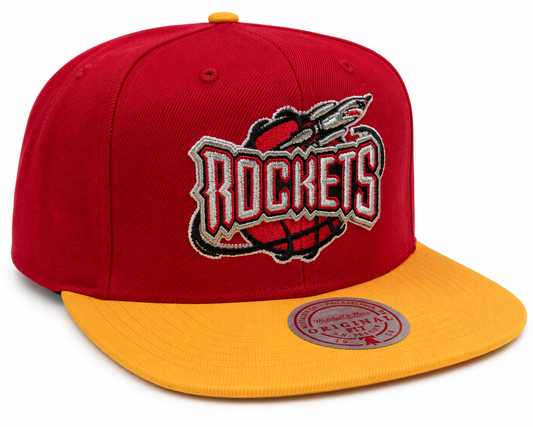 Houston Rockets Mitchell & Ness Hardwood Classics Reload 2.0 Snapback Hat - Red/Yellow