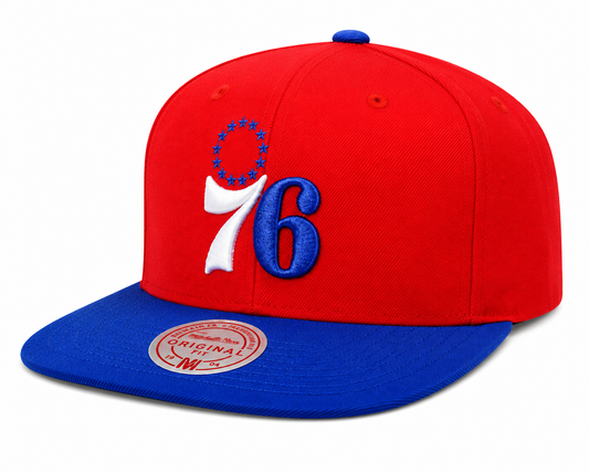 Men's Mitchell & Ness Philadelphia 76ers Hardwood Classics Red/Blue 2 Tone Adjustable Snapback Hat