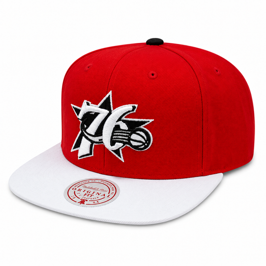 Men's Philadelphia 76ers NBA Cardinal Red 2 Tone HWC Mitchell & Ness Snapback Hat