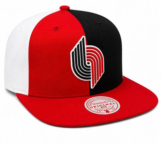 Men's Portland Trail Blazers Mitchell & Ness NBA Pinwheel Snapback Hat