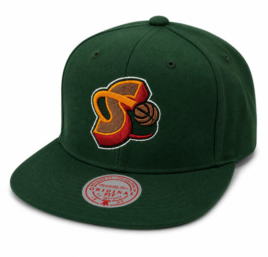 Men's Seattle Supersonics NBA Core Basic Green HWC Mitchell & Ness Snapback Hat