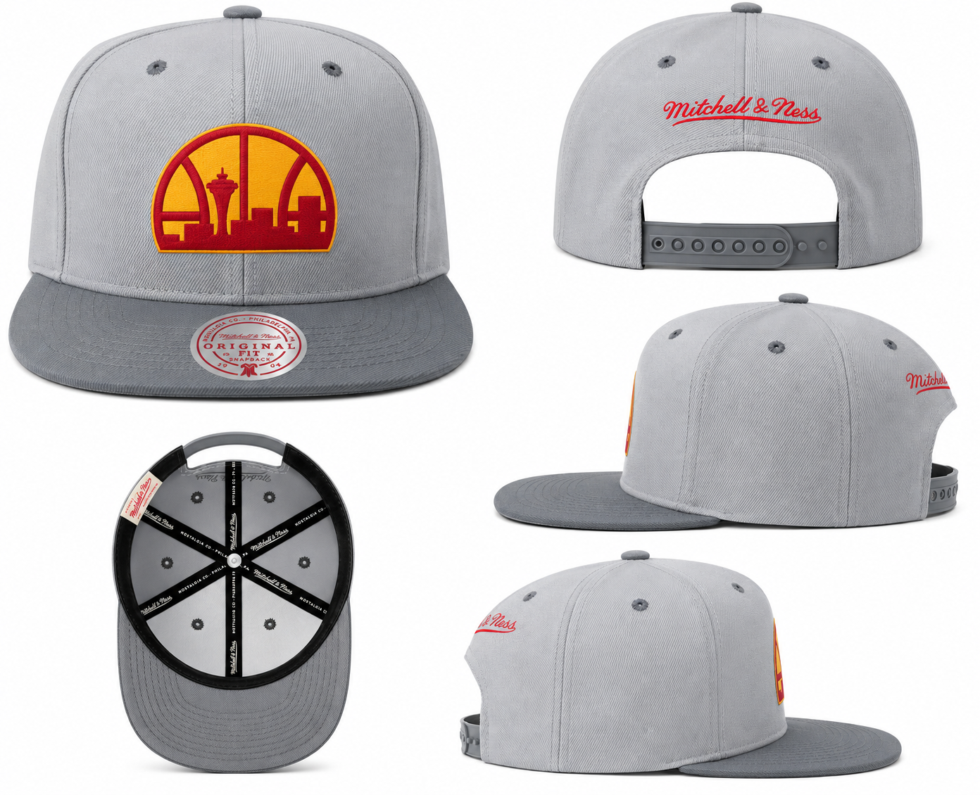 Men's Seattle Supersonics NBA Cool Grey 3 2-Tone HWC Mitchell & Ness Snapback Hat