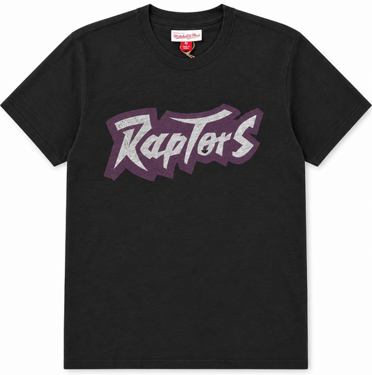 Men's Toronto Raptors NBA Legendary Slub Black Tee By Mitchell And Ness