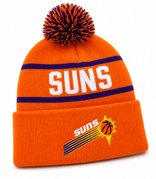 Phoenix Suns Mitchell & Ness NBA Reload 2.0 Orange Cuffed Pom Knit Hat