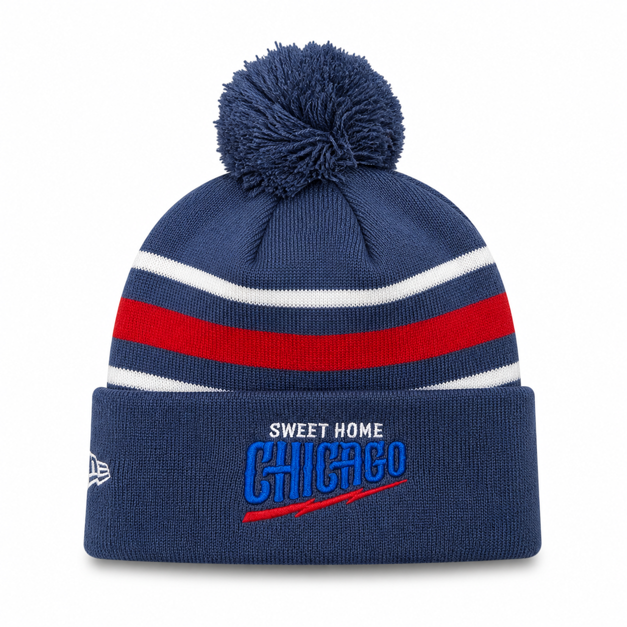 Chicago Cubs New Era Navy 2nd Alternate Guitar Bear Cuffed Knit Hat with Pom