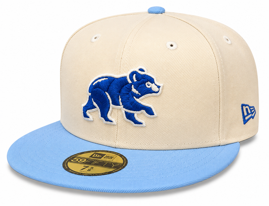Chicago Cubs Chrome/Sky Blue Spring Training Bear New Era 59FIFTY Fitted Hat