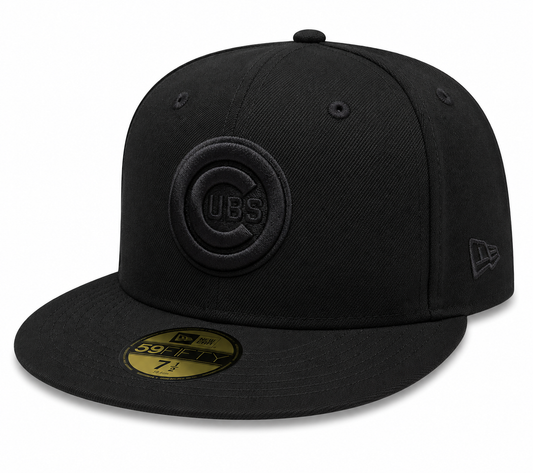 Chicago Cubs New Era Black Tonal Bullseye 59FIFTY Fitted Hat