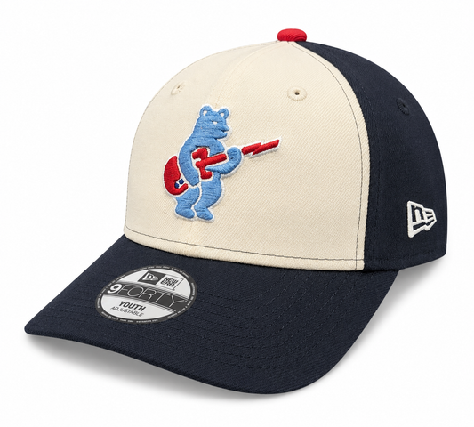Youth Chicago Cubs Alternate 2 Guitar Bear 9FORTY Adjustable Chrome/Navy Blue Cap By New Era