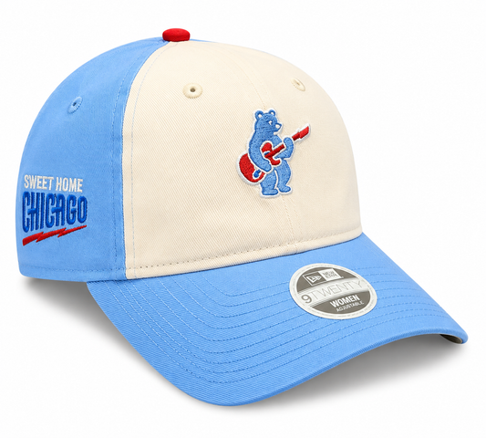 Women's Chicago Cubs Guitar Bear Alternate Micro Baby Blue New Era 9TWENTY Adjustable Hat