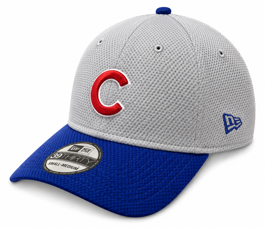Mens Chicago Cubs Gray And Blue Performance 39THIRTY Flex Fit Hat By New Era
