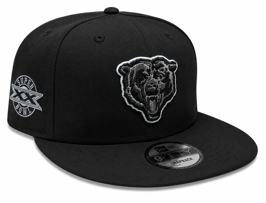 Chicago Bears New Era Super Bowl XX Champions Side Patch Black And Graphite 9FIFTY Snapback Hat