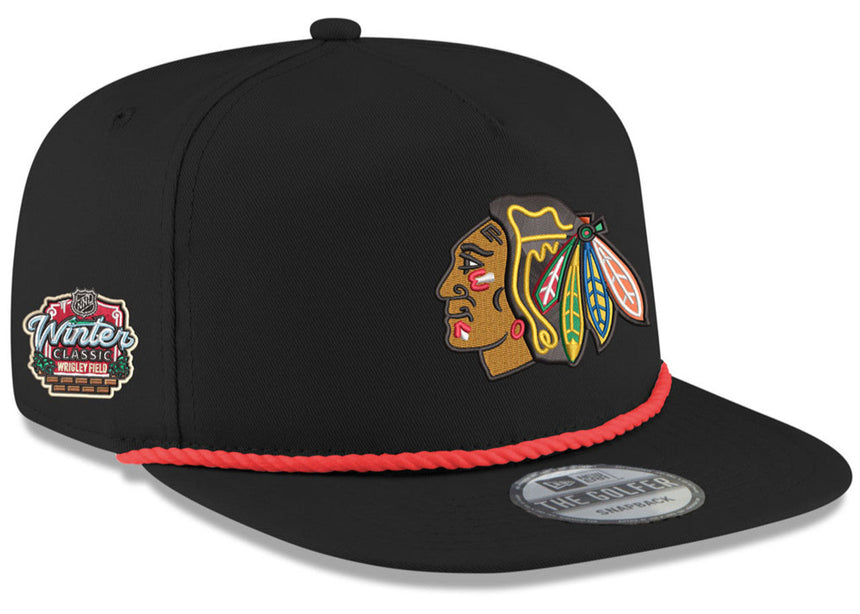 Men's Chicago Blackhawks New Era Black 2025 Winter Classic Golfer Adjustable Hat - Pro Jersey Sports