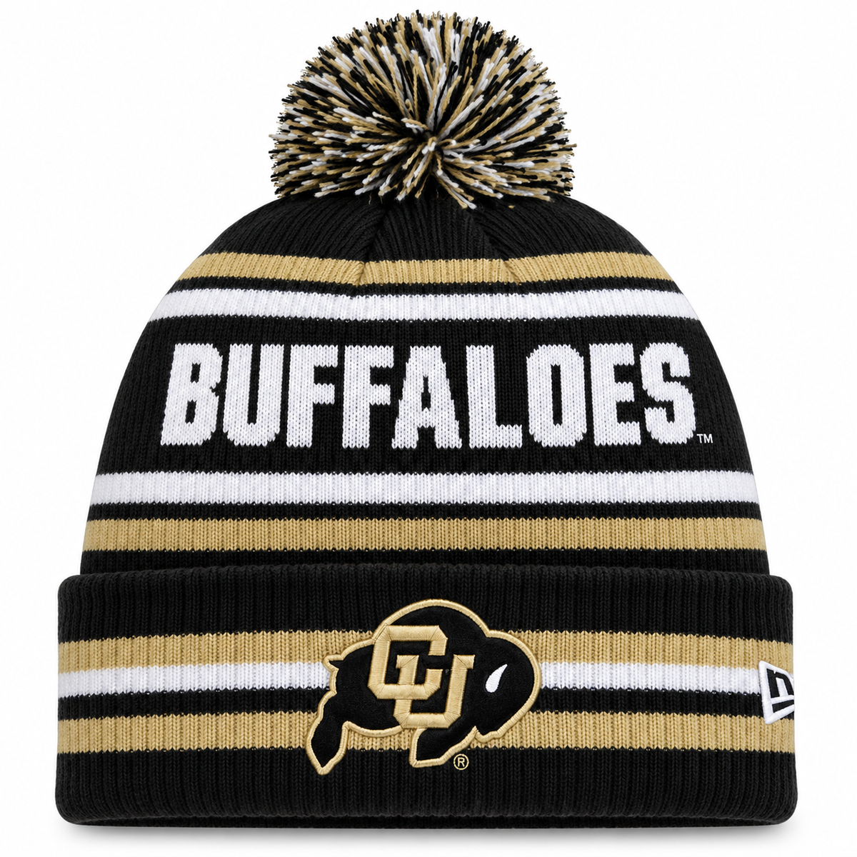 Colorado Buffaloes New Era Knit Classic Cuffed Knit Hat with Pom -Black