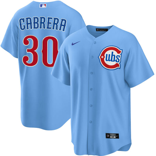 NIKE Men's Chicago Cubs Edward Cabrera Light Blue 2nd Alternate Replica Jersey