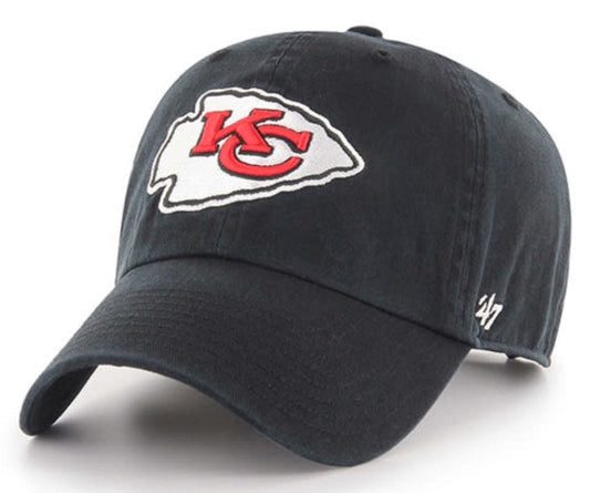 Kansas City Chiefs Black Clean Up Adjustable Hat By 47 Brand - Pro Jersey Sports