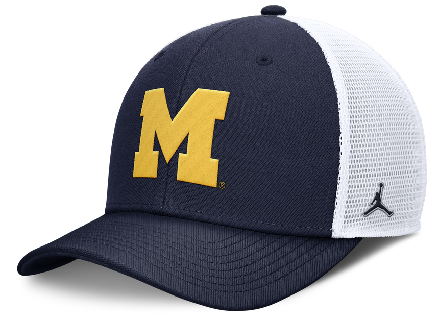 Michigan Wolverines Jumpman Club Navy Adjustable Snapback Trucker Hat - Pro Jersey Sports