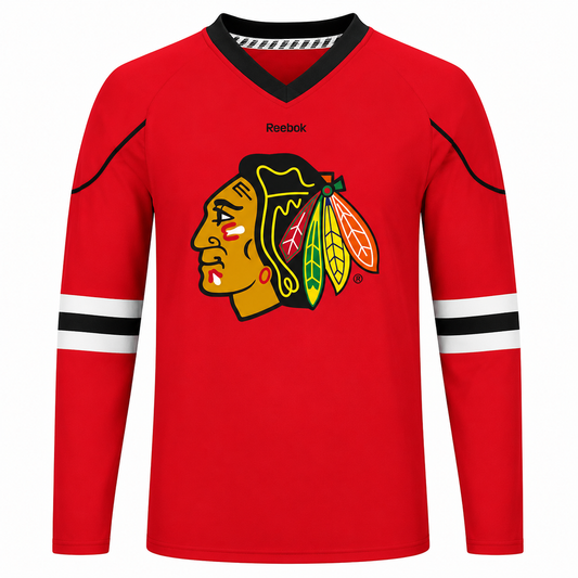 Youth Chicago Blackhawks Faceoff Red Long Sleeve Tee By Reebok