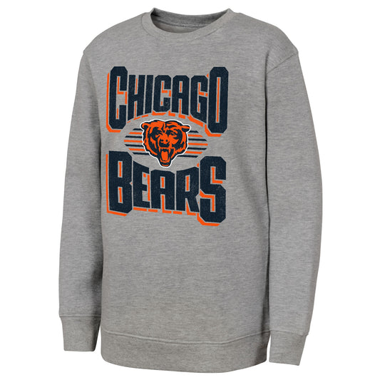 Youth Chicago Bears Grey Jetstream PO Crew Sweatshirt