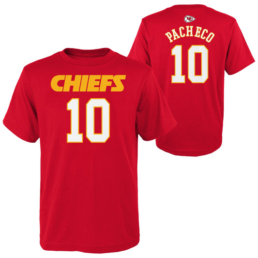 Youth Kansas City Chiefs Isiah Pacheco Red Mainliner Player Name & Number T-Shirt - Pro Jersey Sports