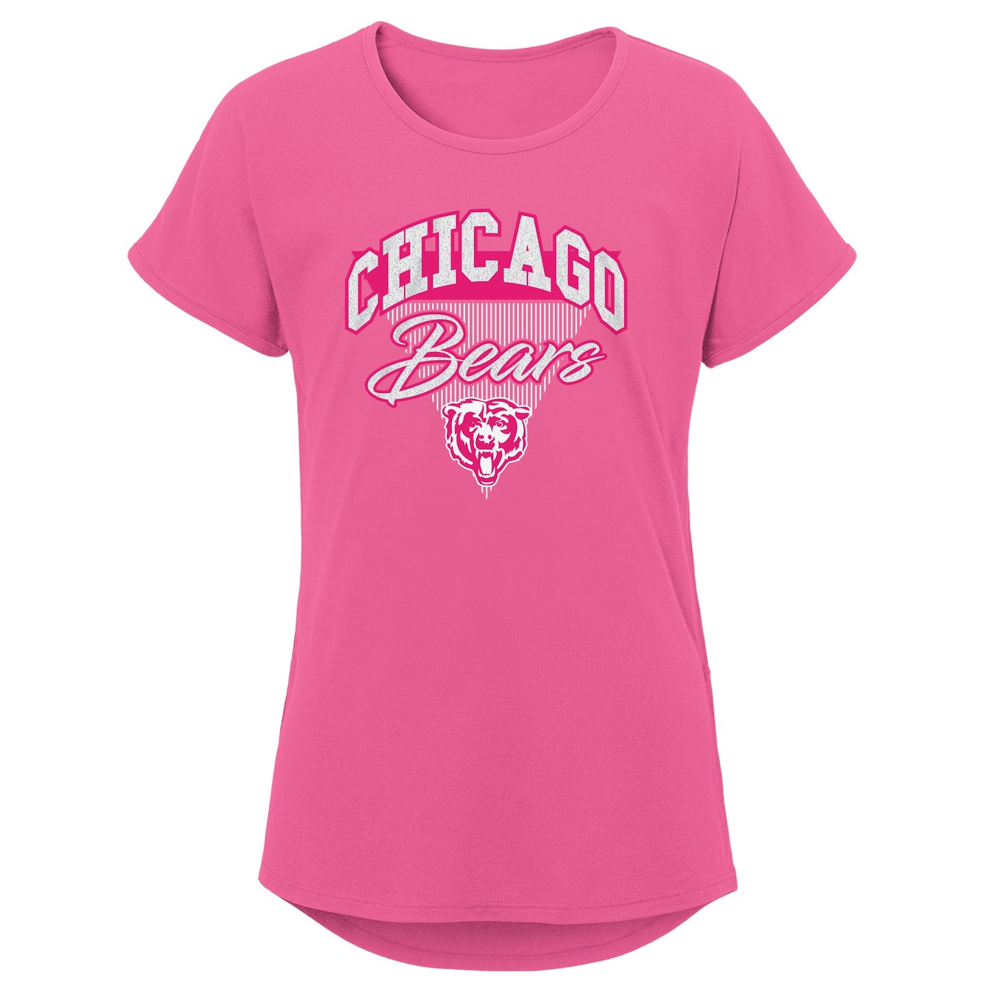 Youth Girls Chicago Bears Pink Playtime Dolman Tee - Pro Jersey Sports