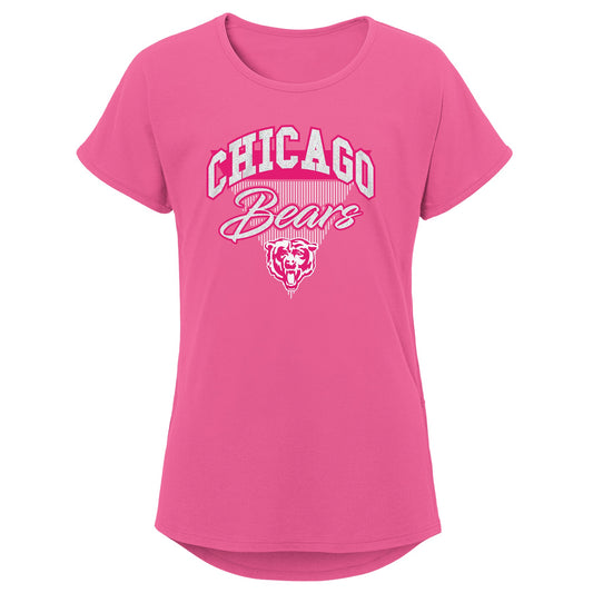 Youth Girls Chicago Bears Pink Playtime Dolman Tee - Pro Jersey Sports