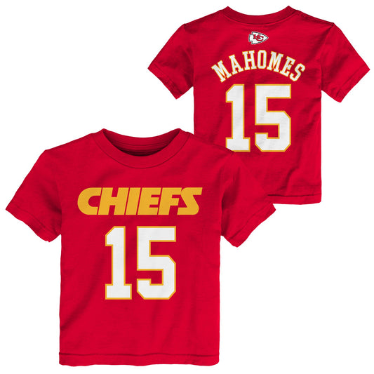 Toddler Patrick Mahomes Kansas City Chiefs Red Mainliner Player Name and Number Shirt - Pro Jersey Sports