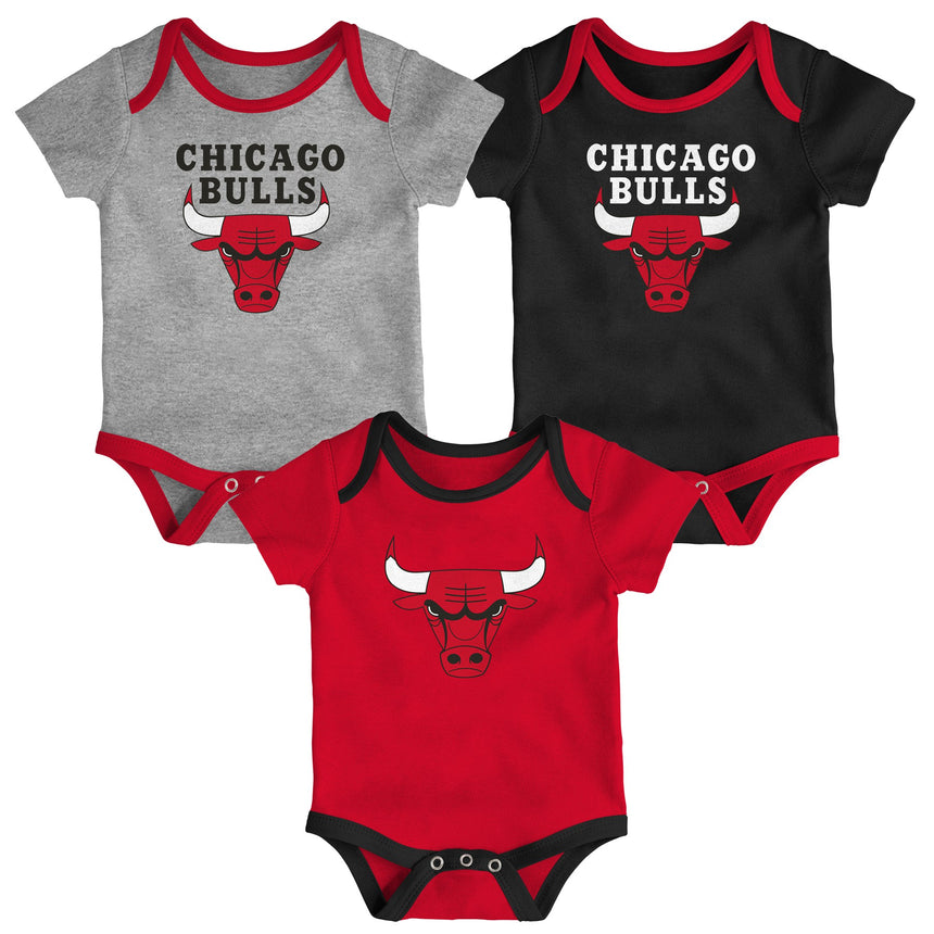 Newborn/Infant Chicago Bulls Game Time 3-Piece Creeper Set - Pro Jersey Sports
