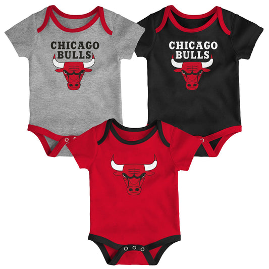 Newborn/Infant Chicago Bulls Game Time 3-Piece Creeper Set - Pro Jersey Sports