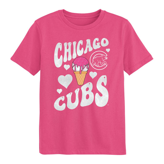 Child Chicago Cubs Pink Ice Cream Cone T-Shirt