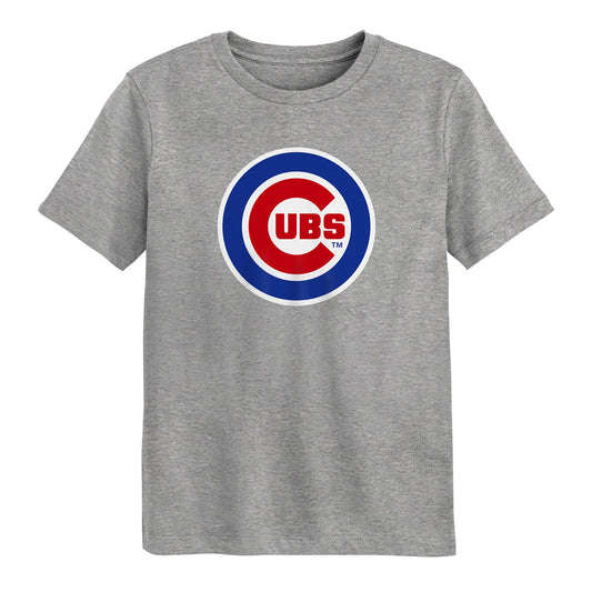 Child Chicago Cubs Primary Logo Heather Gray Short Sleeve Tee