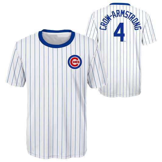Youth Chicago Cubs Pete Crow-Armstrong Home Pinstripes Player Sublimated Jersey Top