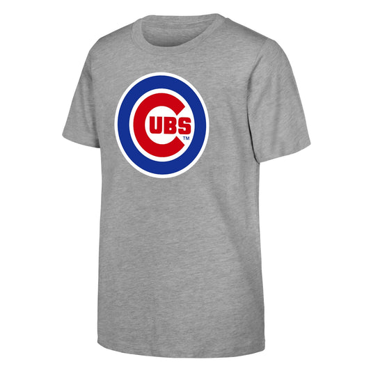 Chicago Cubs Youth Heather Gray Primary Team Logo T-Shirt By Outerstuff