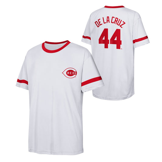 Youth Elly De La Cruz Cincinnati Reds Name and Number Sublimated White Jersey Top - Pro Jersey Sports
