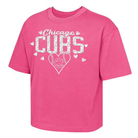 Youth Girls Chicago Cubs Pink Luv 4 Team Boxy T-Shirt - Pro Jersey Sports