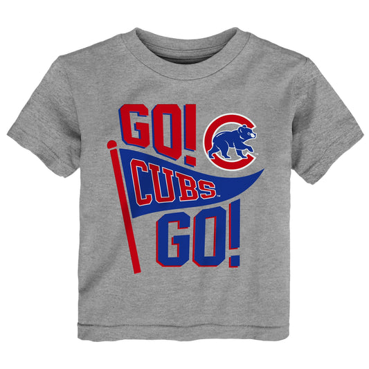 Toddler Chicago Cubs Heather Gray Go Cubs Go Short Sleeve Tee