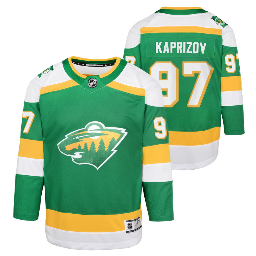 Youth Kirill Kaprizov Minnesota Wild Green Alternate Premier Jersey - Pro Jersey Sports