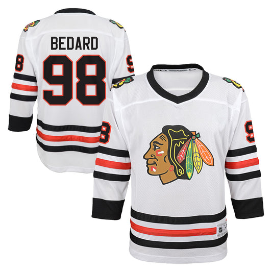 Youth Connor Bedard Chicago Blackhawks White Away Replica Jersey - Pro Jersey Sports