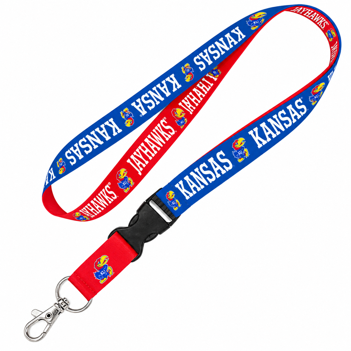 Kansas Jayhawks 1" Double Sided Lanyard With Detachable Buckle By Wincraft