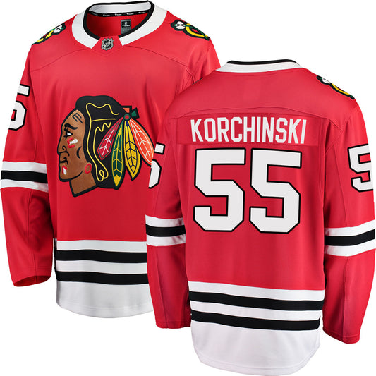 Men's Kevin Korchinski Chicago Blackhawks Red Home Fanatics Breakaway Premium Replica Jersey