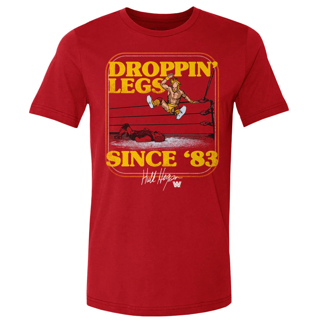 Men's WWE Hulk Hogan Dropping Legs Since '83 Red T-Shirt - Pro Jersey Sports