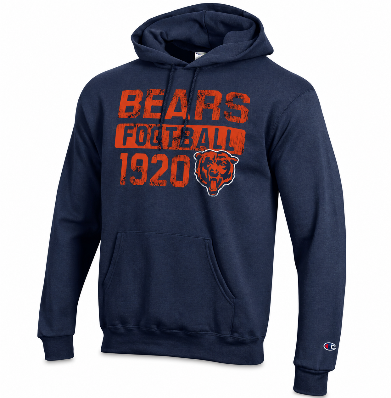 Men's Chicago Bears Navy Champion Powerblend Fleece Pullover Hoodie
