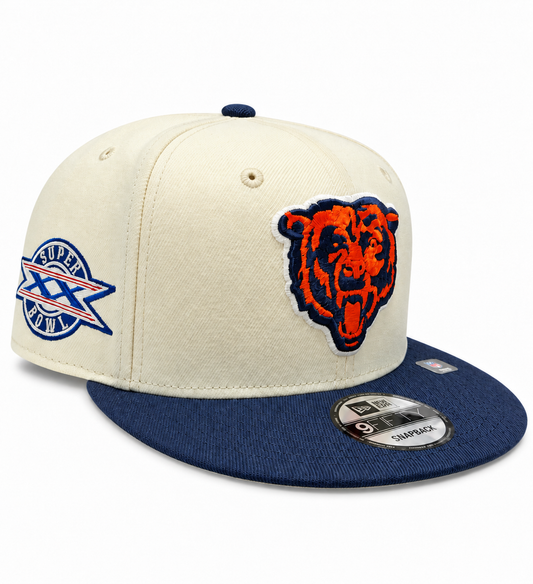 Men's Chicago Bears New Era Cream/Navy Primary Logo 9FIFTY Snapback Hat