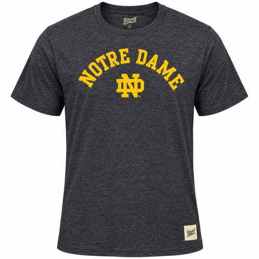 Men's NCAA Notre Dame Fighting Irish Retro Brand Navy Arch Script TriBlend Tee