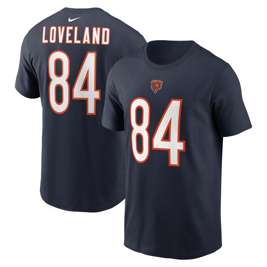 Men's Nike Colston Loveland Navy Chicago Bears Name & Number T-Shirt - Pro Jersey Sports