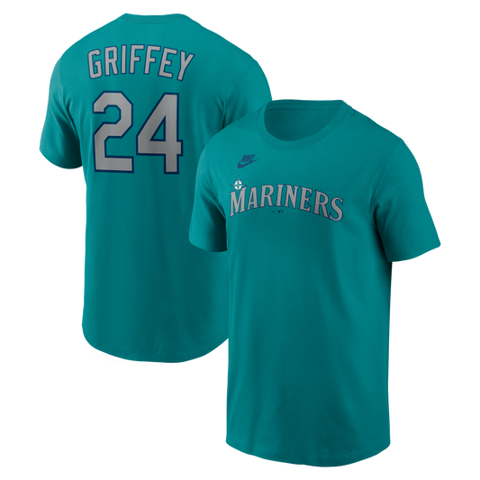 Men's Ken Griffey Jr. Seattle Mariners Nike Teal Name & Number T-Shirt
