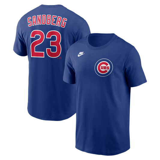 Men's Ryne Sandberg Chicago Cubs Nike Royal Blue Name & Number T-Shirt - Pro Jersey Sports