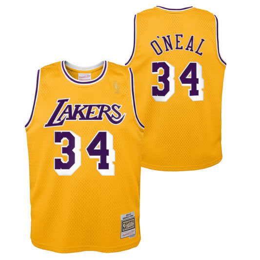 Youth Los Angeles Lakers Shaquille O`Neal Mitchell & Ness Gold 1996-97 Hardwood Classics Swingman Jersey - Pro Jersey Sports