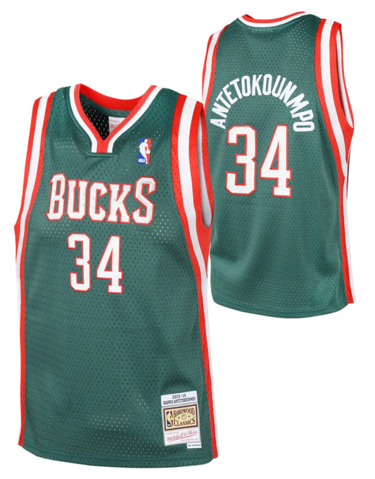 Youth Milwaukee Bucks Giannis Antetokounmpo Mitchell & Ness Kelly Green Hardwood Classics Swingman Jersey - Pro Jersey Sports